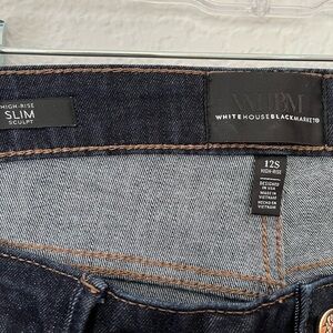White House Black Market Dark Indigo High-Rise Slim Sculpt Jeans. 12S